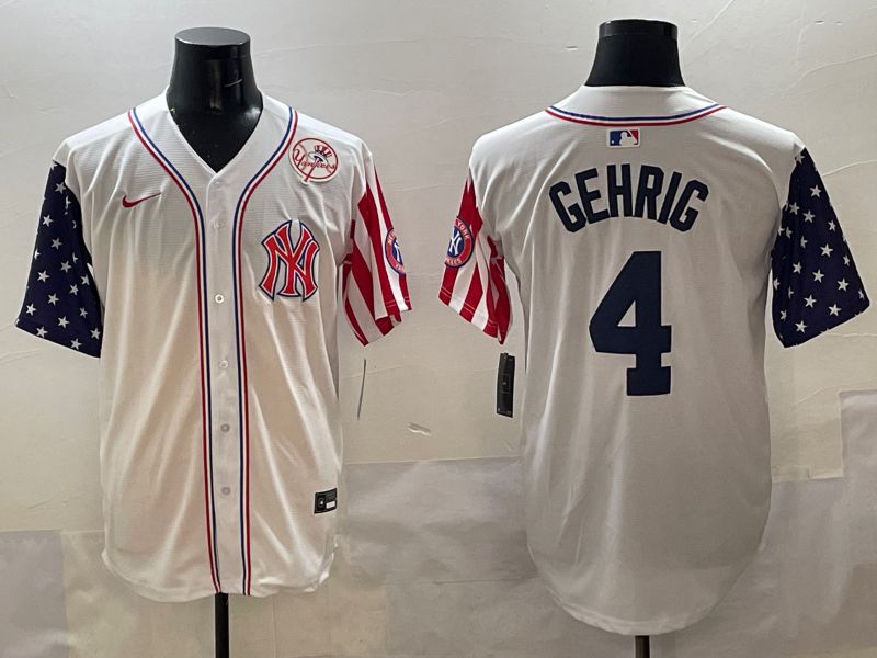 Men New York Yankees #4 Gehrig White a generation of national flags Jointly Name 2025 Nike MLB Jersey style 8->new york yankees->MLB Jersey